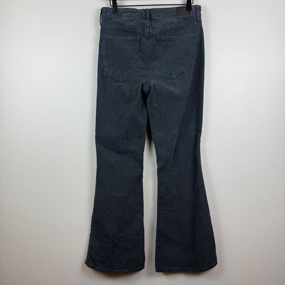 American Eagle Pants Women 8 Gray Corduroy Super Hi-Rise Flared Button Fly Retro - Picture 2 of 10